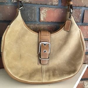 Tan suede Coach hobo bag